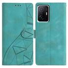 For Xiaomi 11T / 11T Pro Triangles Embossed Leather Phone Case(Green) - 1
