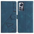For Xiaomi 12 Pro Triangles Embossed Leather Phone Case(Blue) - 1