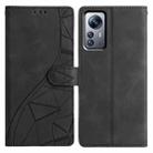 For Xiaomi 12 Pro Triangles Embossed Leather Phone Case(Black) - 1