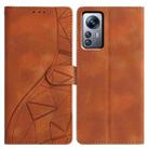 For Xiaomi 12 Pro Triangles Embossed Leather Phone Case(Brown) - 1