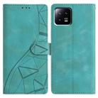 For Xiaomi 13 Triangles Embossed Leather Phone Case(Green) - 1