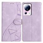 For Xiaomi 13 Lite Triangles Embossed Leather Phone Case(Purple) - 1