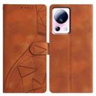 For Xiaomi 13 Lite Triangles Embossed Leather Phone Case(Brown) - 1