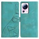For Xiaomi 13 Lite Triangles Embossed Leather Phone Case(Green) - 1