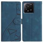 For Xiaomi 14T Triangles Embossed Leather Phone Case(Blue) - 1