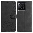 For Xiaomi 14T Triangles Embossed Leather Phone Case(Black) - 1