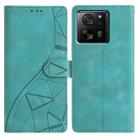 For Xiaomi 13T 5G Triangles Embossed Leather Phone Case(Green) - 1