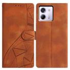 For Xiaomi Poco M7 Pro 5G Triangles Embossed Leather Phone Case(Brown) - 1