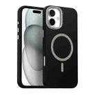 For iPhone 16 Plus Glitter Rhinestones Series Magsafe PC Hybrid TPU Phone Case(Black) - 1