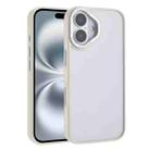 For iPhone 16 Macaron PC Hybrid TPU Glossy Phone Case(White) - 1