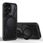 For Samsung Galaxy S25 Ultra 5G Cooling Hollow Metal Holder MagSafe Phone Case(Black) - 1