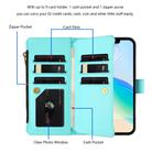 For iPhone 14 Plus Magnetic Closure Nine Card Slots Zipper Leather Phone Case with Hand Strap(Mint Green) - 3