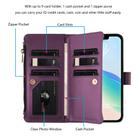 For iPhone 12 / 12 Pro Magnetic Closure 9 Card Slots Zipper Leather Case with Hand Strap(Purple) - 3