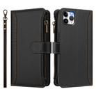 For iPhone 11 Pro Max Magnetic Closure 9 Card Slots Zipper Leather Case with Hand Strap(Black) - 2