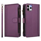 For iPhone 11 Pro Max Magnetic Closure 9 Card Slots Zipper Leather Case with Hand Strap(Purple) - 2