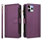 For iPhone 11 Pro Magnetic Closure 9 Card Slots Zipper Leather Case with Hand Strap(Purple) - 2