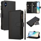 For iPhone XS Max Magnetic Closure 9 Card Slots Zipper Leather Case with Hand Strap(Black) - 1