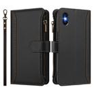 For iPhone XS / X Magnetic Closure 9 Card Slots Zipper Leather Case with Hand Strap(Black) - 2