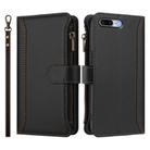 For iPhone 8 Plus / 7 Plus Magnetic Closure 9 Card Slots Zipper Leather Case with Hand Strap(Black) - 2