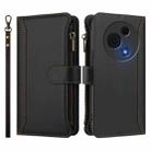 For TCL 60 NxtPaper Magnetic Closure 9 Card Slots Zipper Leather Case with Hand Strap(Black) - 2