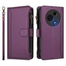 For TCL 60 NxtPaper Magnetic Closure 9 Card Slots Zipper Leather Case with Hand Strap(Purple) - 2