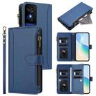 TCL 50 5G / 50 XE NxtPaper 5G Magnetic Closure 9 Card Slots Zipper Leather Case with Hand Strap(Dark Blue) - 1