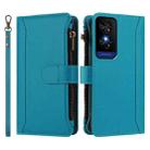 For TCL 50 5G / 50 XE NxtPaper 5G Magnetic Closure 9 Card Slots Zipper Leather Case with Hand Strap(Turquoise) - 2