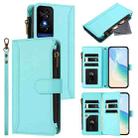 TCL 50 5G / 50 XE NxtPaper 5G Magnetic Closure 9 Card Slots Zipper Leather Case with Hand Strap(Mint Green) - 1
