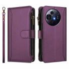For TCL 50 Pro NxtPaper / P10 Magnetic Closure 9 Card Slots Zipper Leather Case with Hand Strap(Purple) - 2