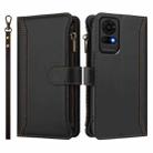 For sTCL 50 LE 5G / K23 / K24 Magnetic Closure 9 Card Slots Zipper Leather Case with Hand Strap(Black) - 2