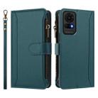For sTCL 50 LE 5G / K23 / K24 Magnetic Closure 9 Card Slots Zipper Leather Case with Hand Strap(Dark Green) - 2