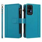 For sTCL 50 LE 5G / K23 / K24 Magnetic Closure 9 Card Slots Zipper Leather Case with Hand Strap(Turquoise) - 2