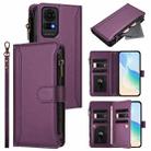 For sTCL 50 LE 5G / K23 / K24 Magnetic Closure 9 Card Slots Zipper Leather Case with Hand Strap(Purple) - 1