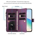 For sTCL 50 LE 5G / K23 / K24 Magnetic Closure 9 Card Slots Zipper Leather Case with Hand Strap(Purple) - 3