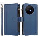 For TCL 50 XL / 50 XL NxtPaper 5G Magnetic Closure 9 Card Slots Zipper Leather Case with Hand Strap(Dark Blue) - 2