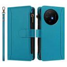 For TCL 50 XL / 50 XL NxtPaper 5G Magnetic Closure 9 Card Slots Zipper Leather Case with Hand Strap(Turquoise) - 2