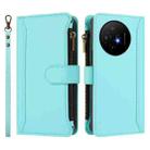 For TCL 50 XL / 50 XL NxtPaper 5G Magnetic Closure 9 Card Slots Zipper Leather Case with Hand Strap(Mint Green) - 2