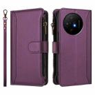 For TCL 50 XL / 50 XL NxtPaper 5G Magnetic Closure 9 Card Slots Zipper Leather Case with Hand Strap(Purple) - 2