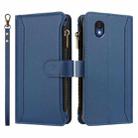 For TCL 201 Magnetic Closure 9 Card Slots Zipper Leather Case with Hand Strap(Dark Blue) - 2