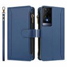 For TCL 50 XE Magnetic Closure 9 Card Slots Zipper Leather Case with Hand Strap(Dark Blue) - 2