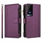 For TCL 50 XE Magnetic Closure 9 Card Slots Zipper Leather Case with Hand Strap(Purple) - 2
