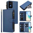 For TCL 50 SE / 40 NxtPaper 4G Magnetic Closure 9 Card Slots Zipper Leather Case with Hand Strap(Dark Blue) - 1