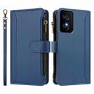 For TCL 50 SE / 40 NxtPaper 4G Magnetic Closure 9 Card Slots Zipper Leather Case with Hand Strap(Dark Blue) - 2