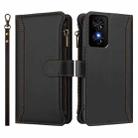 For TCL 50 SE / 40 NxtPaper 4G Magnetic Closure 9 Card Slots Zipper Leather Case with Hand Strap(Black) - 2