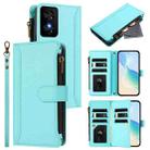 For TCL 50 SE / 40 NxtPaper 4G Magnetic Closure 9 Card Slots Zipper Leather Case with Hand Strap(Mint Green) - 1