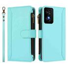 For TCL 50 SE / 40 NxtPaper 4G Magnetic Closure 9 Card Slots Zipper Leather Case with Hand Strap(Mint Green) - 2