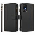 For TCL 40 XL / 40 T Magnetic Closure 9 Card Slots Zipper Leather Case with Hand Strap(Black) - 2