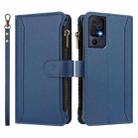 For TCL 40 SE Magnetic Closure 9 Card Slots Zipper Leather Case with Hand Strap(Dark Blue) - 2