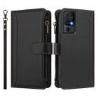For TCL 40 SE Magnetic Closure 9 Card Slots Zipper Leather Case with Hand Strap(Black) - 2