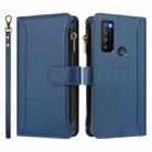 For TCL 30XL 2022 Magnetic Closure 9 Card Slots Zipper Leather Case with Hand Strap(Dark Blue) - 2